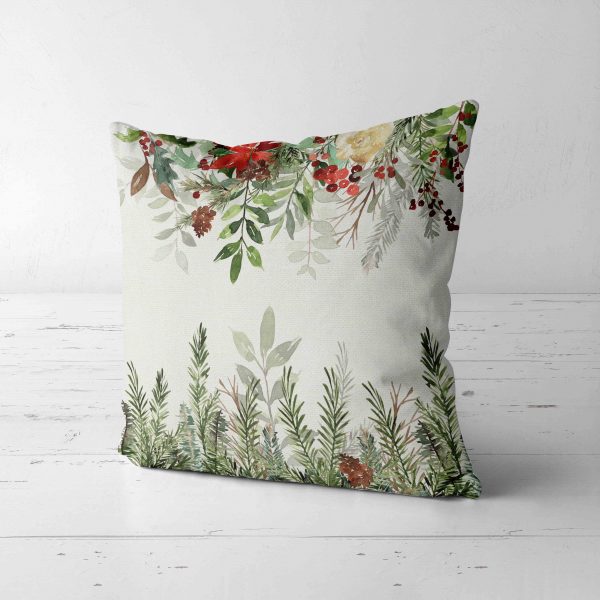 Ľanová vianočná obliečka na vankúš 40x40cm EVERGREEN šípky