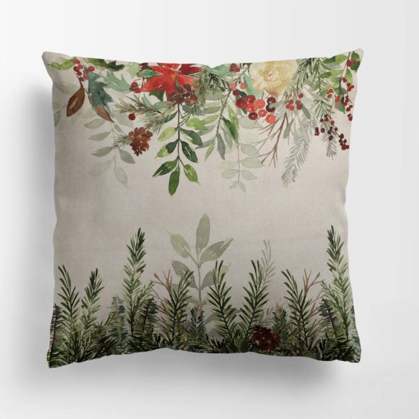 Slonovinová zamatová vianočná obliečka na vankúš 40x40cm EVERGREEN šípky