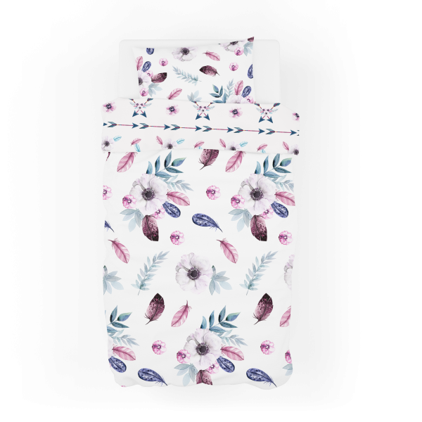 Detské posteľné obliečky z bavlneného saténu BOHO ANEMONE