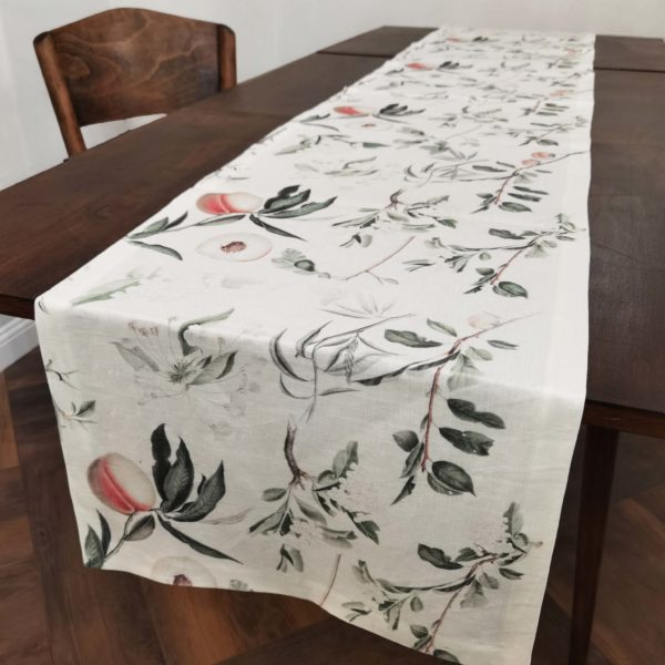 Jarný ľanový stolový behúň 45x220cm Peach