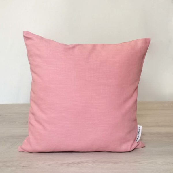 Jednofarebná ľanová obliečka na vankúš  40x40 cm lososovo ružová